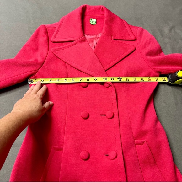 VTG Sterling Stall Women’s 100% Virgin Wool Pink Pea Coat W/ Belt & Pockets - Picture 14 of 16